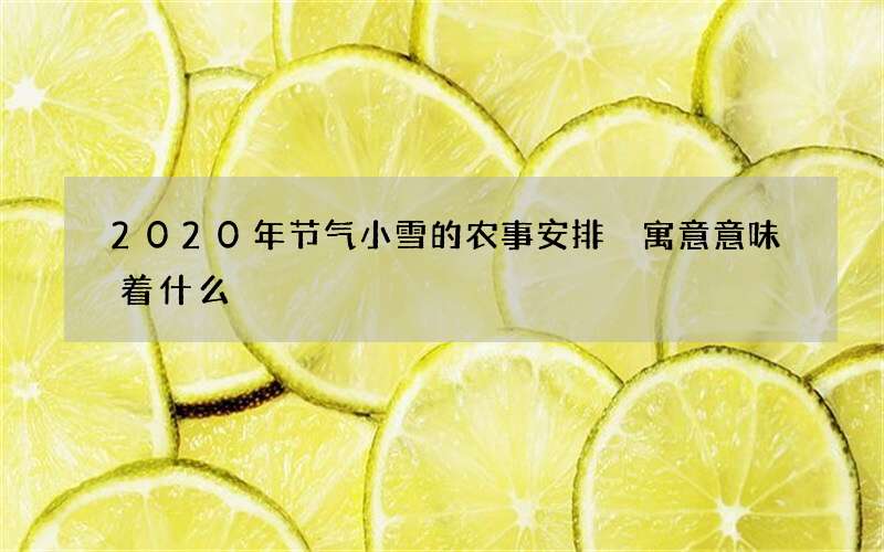2020年节气小雪的农事安排 寓意意味着什么